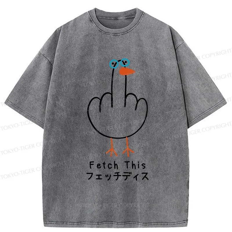 Tokyo-Tiger Funny Middle Finger Goose Washed T-Shirt