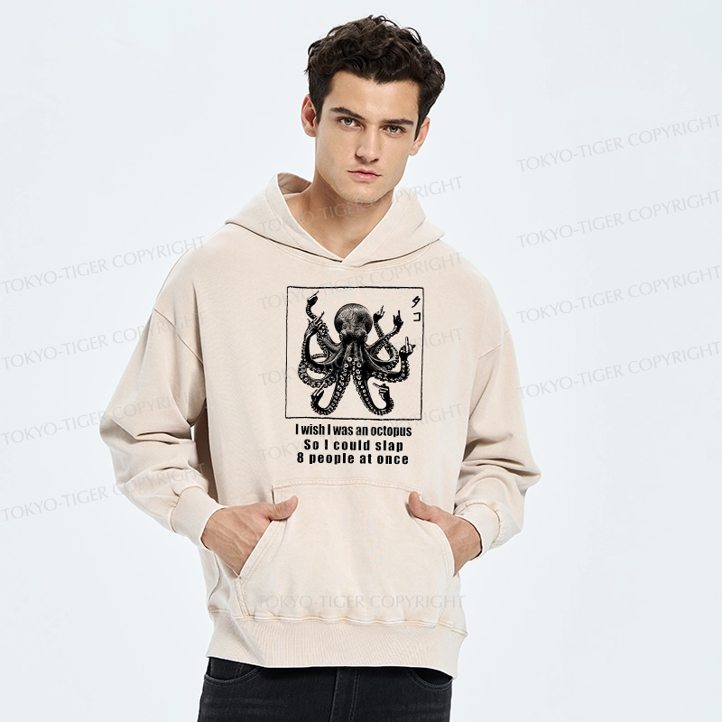 Tokyo-Tiger I Wish I Was An Octopus Japan Washed Hoodie