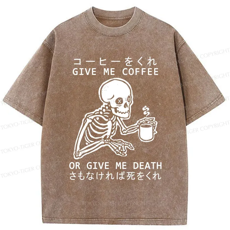Tokyo-Tiger Give Skull Coffee Washed T-Shirt