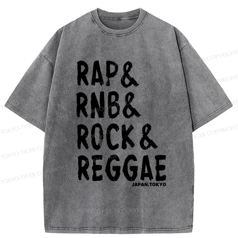 Tokyo-Tiger Music Genre Washed T-Shirt