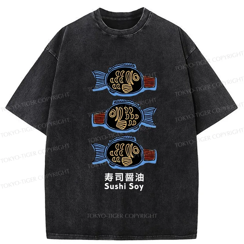 Tokyo-Tiger Sushi Soy Sauce Washed T-Shirt