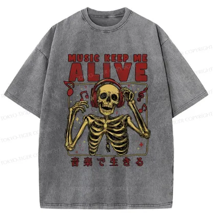 Tokyo-Tiger Music Keep Me Alive Washed T-Shirt