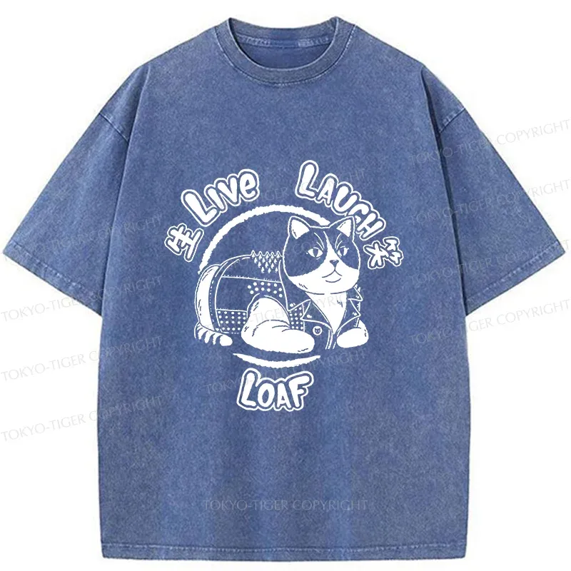 Tokyo-Tiger Live, Laugh, Cat Washed T-Shirt