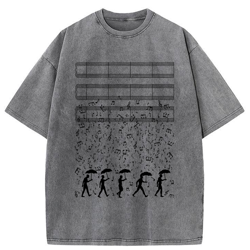 Tokyo-Tiger Notes Like Rain Washed T-Shirt