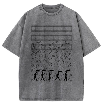 Tokyo-Tiger Notes Like Rain Washed T-Shirt