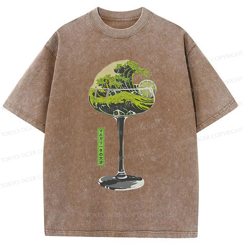 Tokyo-Tiger Wave Of Wine Washed T-Shirt