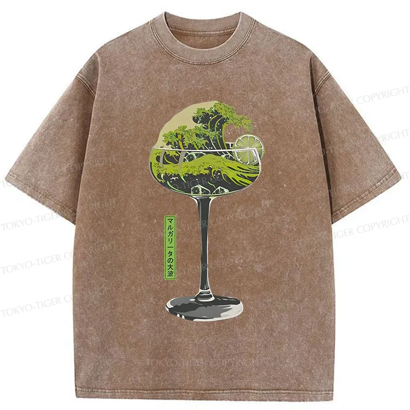 Tokyo-Tiger Wave Of Wine Washed T-Shirt