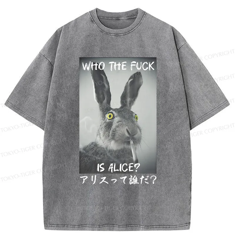 Tokyo-Tiger Who the is Alice? Washed T-Shirt