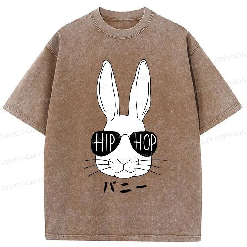 Tokyo-Tiger Hiphop Easter Bunny Washed T-Shirt