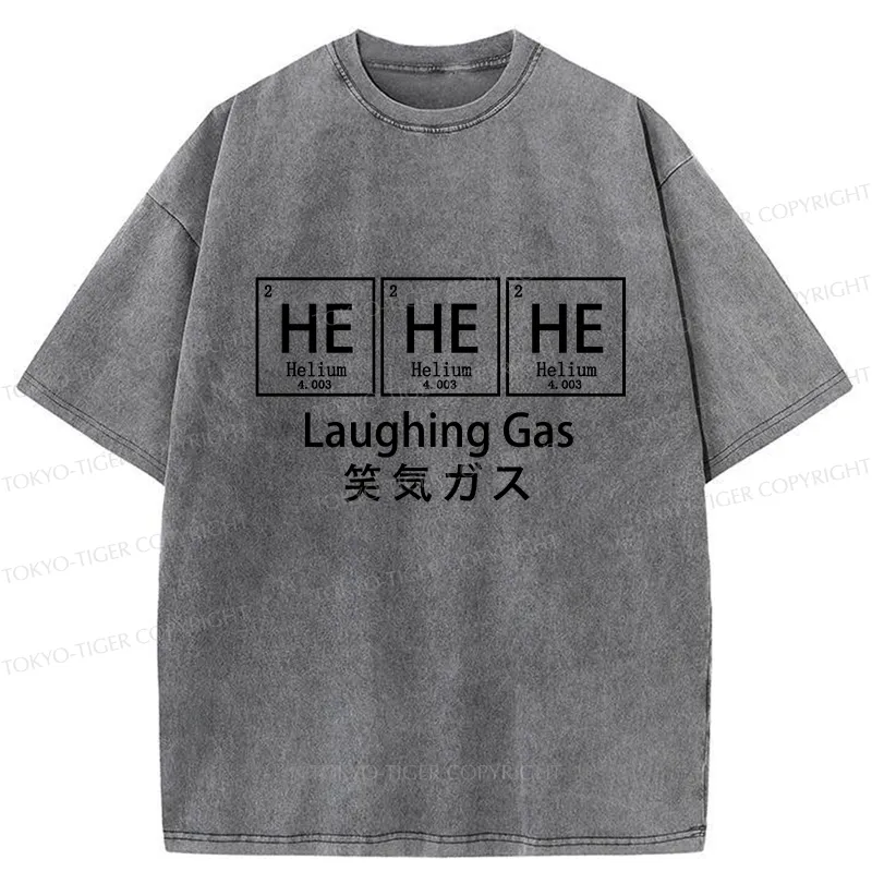 Tokyo-Tiger Funny Laughing Gas Washed T-Shirt