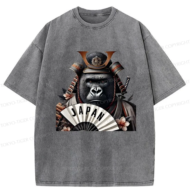 Tokyo-Tiger Japanese Samurai Gorilla Washed T-Shirt