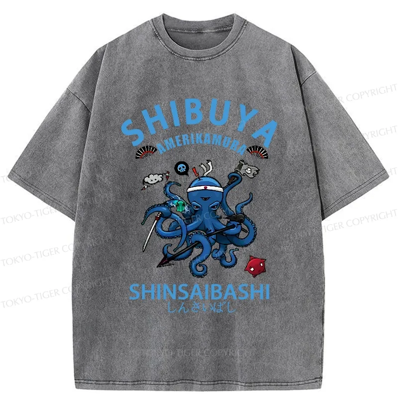 Tokyo-Tiger Shibuya Octopus Washed T-Shirt