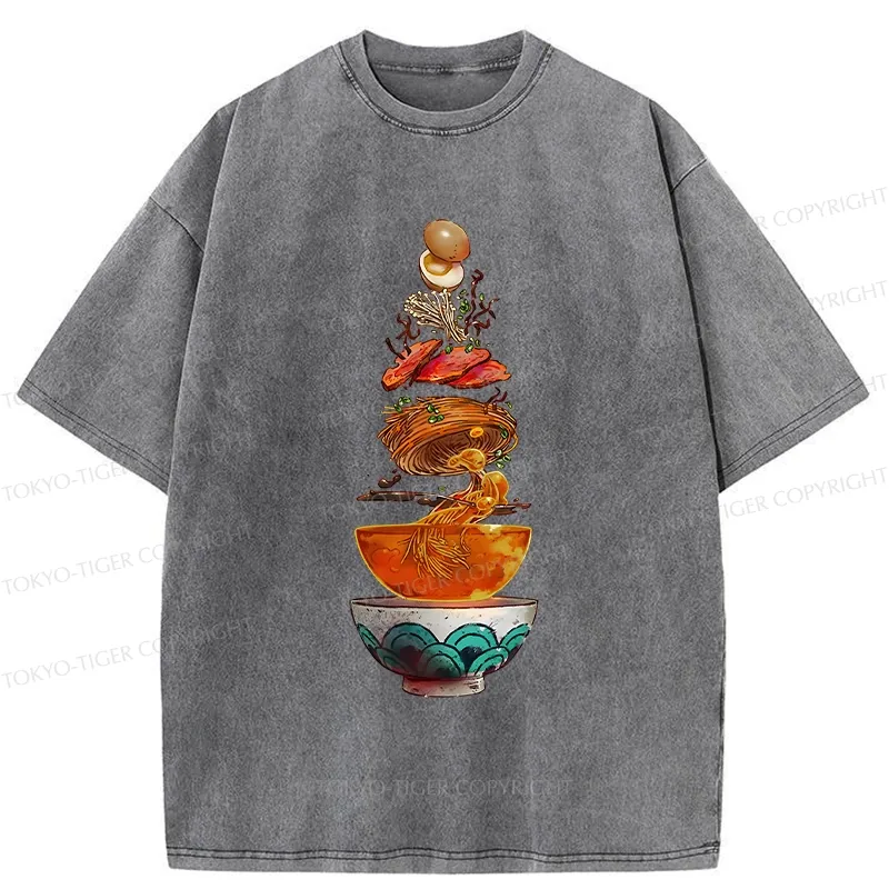 Tokyo-Tiger Funny Ramen Layers Washed T-Shirt