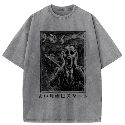 Tokyo-Tiger Office Worker The Scream Washed T-Shirt