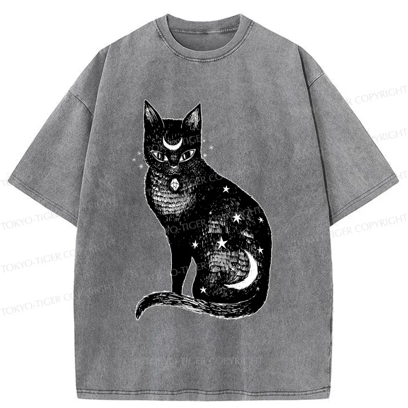 Tokyo-Tiger Ghost Black Cat Washed T-Shirt