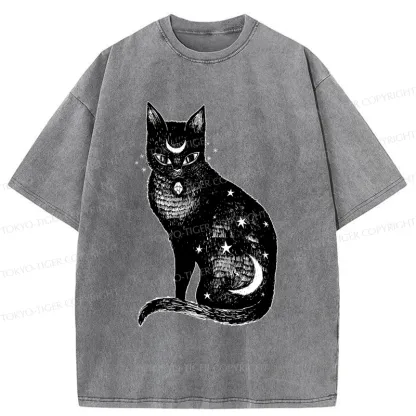 Tokyo-Tiger Ghost Black Cat Washed T-Shirt