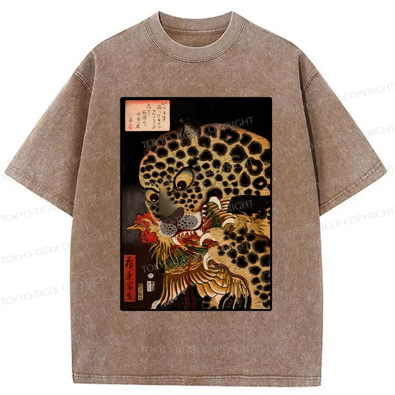 Tokyo-Tiger Japanese Traditional Panther Washed T-Shirt