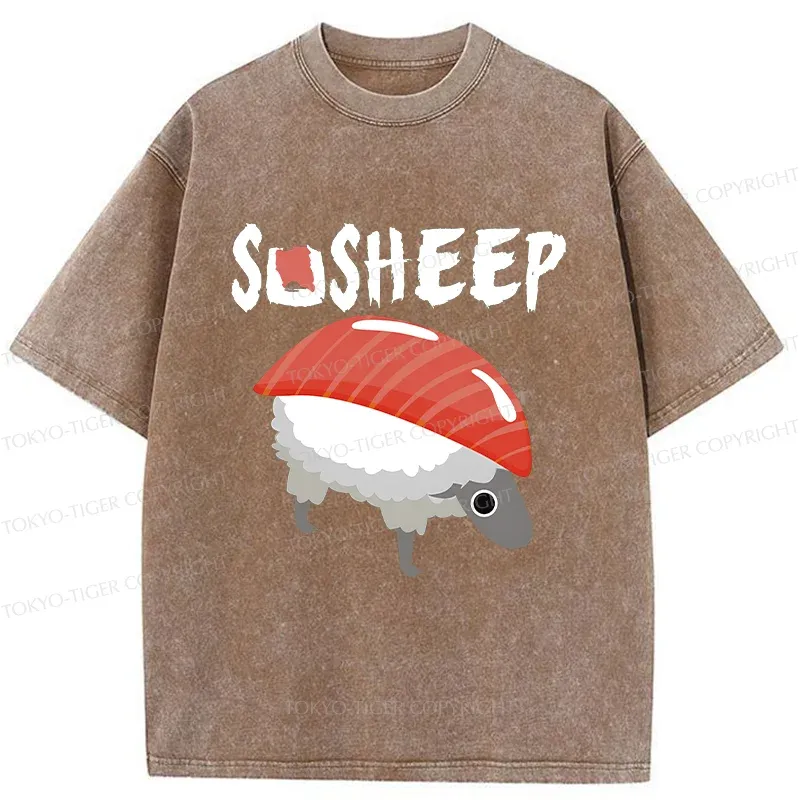 Tokyo-Tiger Sushi Sheep Washed T-Shirt