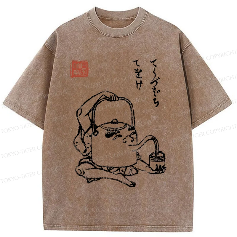 Tokyo-Tiger Kettle Monster Washed T-Shirt