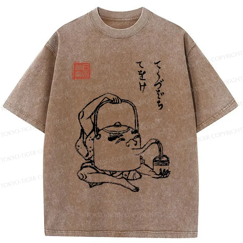 Tokyo-Tiger Kettle Monster Washed T-Shirt