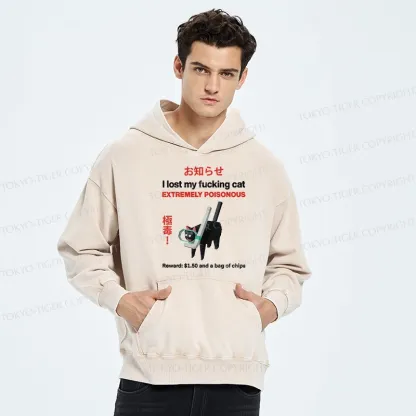 Tokyo-Tiger Find The Toxic Cat Funny Washed Hoodie