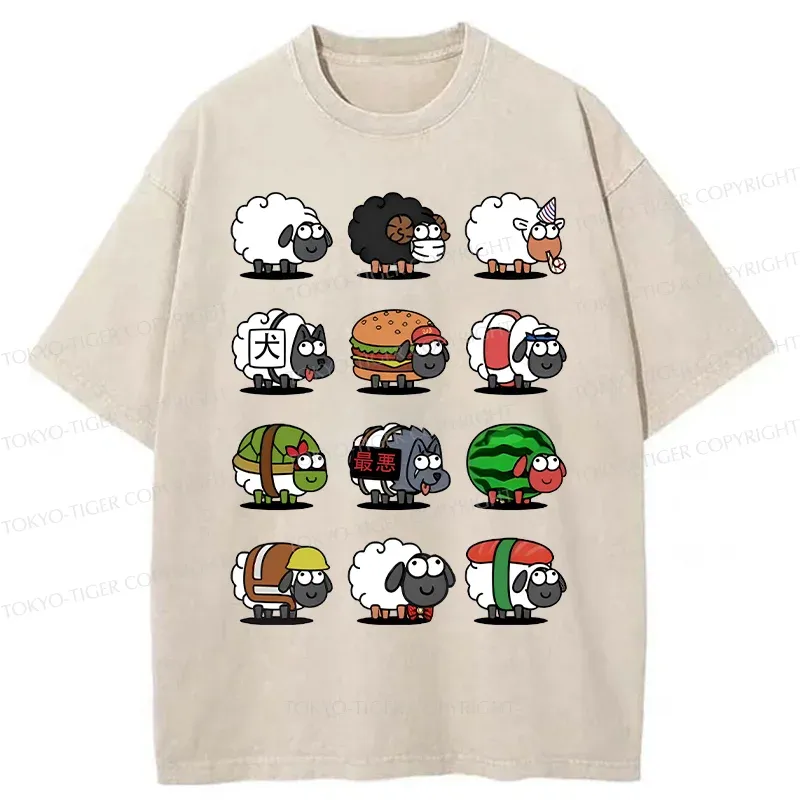 Tokyo-Tiger Various Kinds Of Sheep Washed T-Shirt