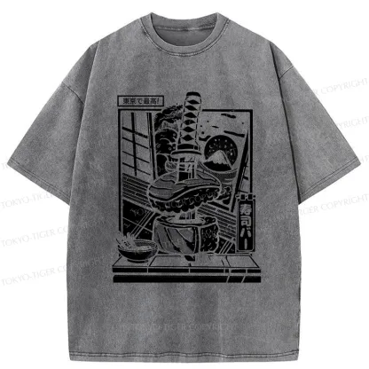 Tokyo-Tiger Best Sushi Bar In Tokyo Washed T-Shirt