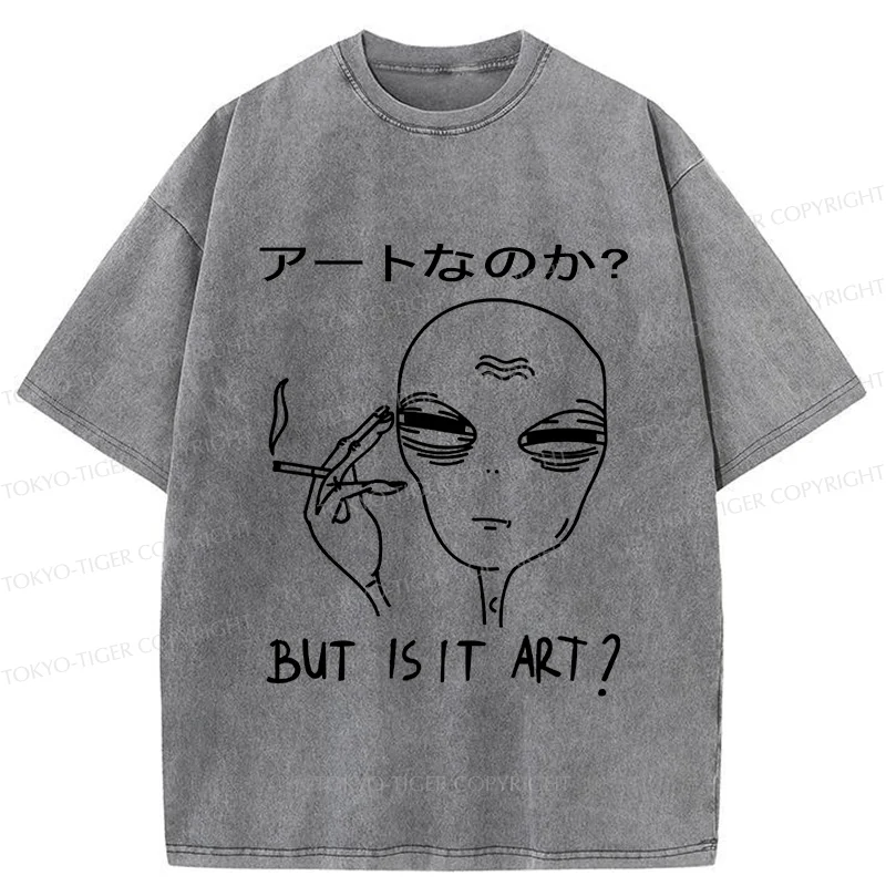Tokyo-Tiger Alien Irony Funny Washed T-Shirt