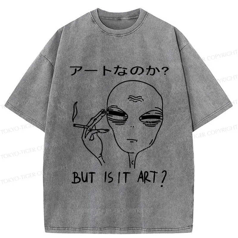 Tokyo-Tiger Alien Irony Funny Washed T-Shirt