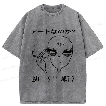 Tokyo-Tiger Alien Irony Funny Washed T-Shirt
