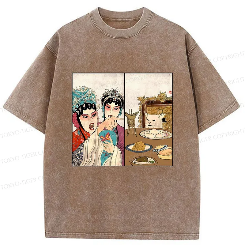 Tokyo-Tiger Asian Traditions Funny Washed T-Shirt