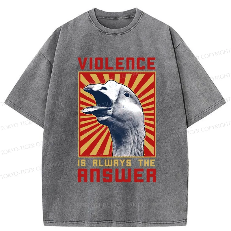 Tokyo-Tiger Violence Is Always The Answer Washed T-Shirt