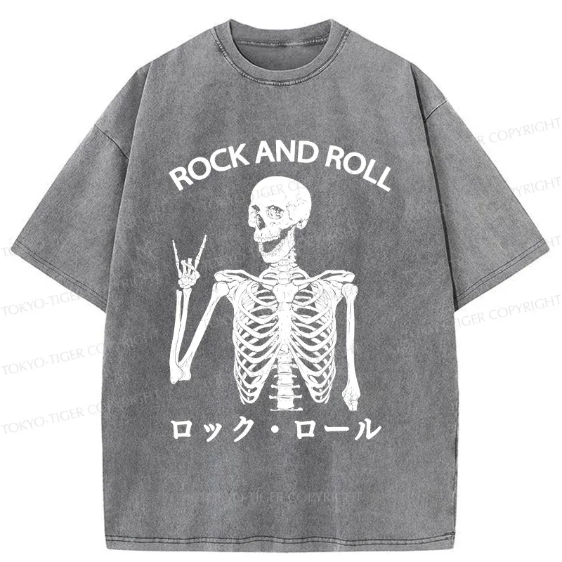 Tokyo-Tiger Rock Skull Washed T-Shirt