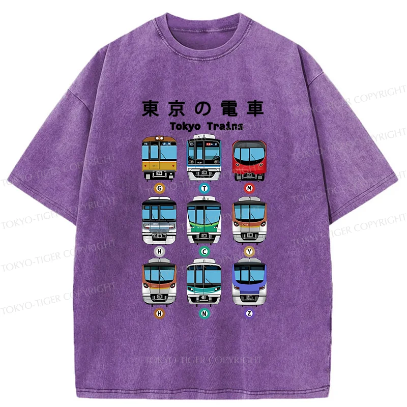 Tokyo-Tiger Tokyo Train Japan Washed T-Shirt