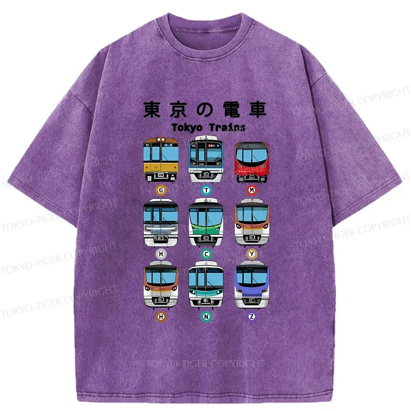 Tokyo-Tiger Tokyo Train Japan Washed T-Shirt