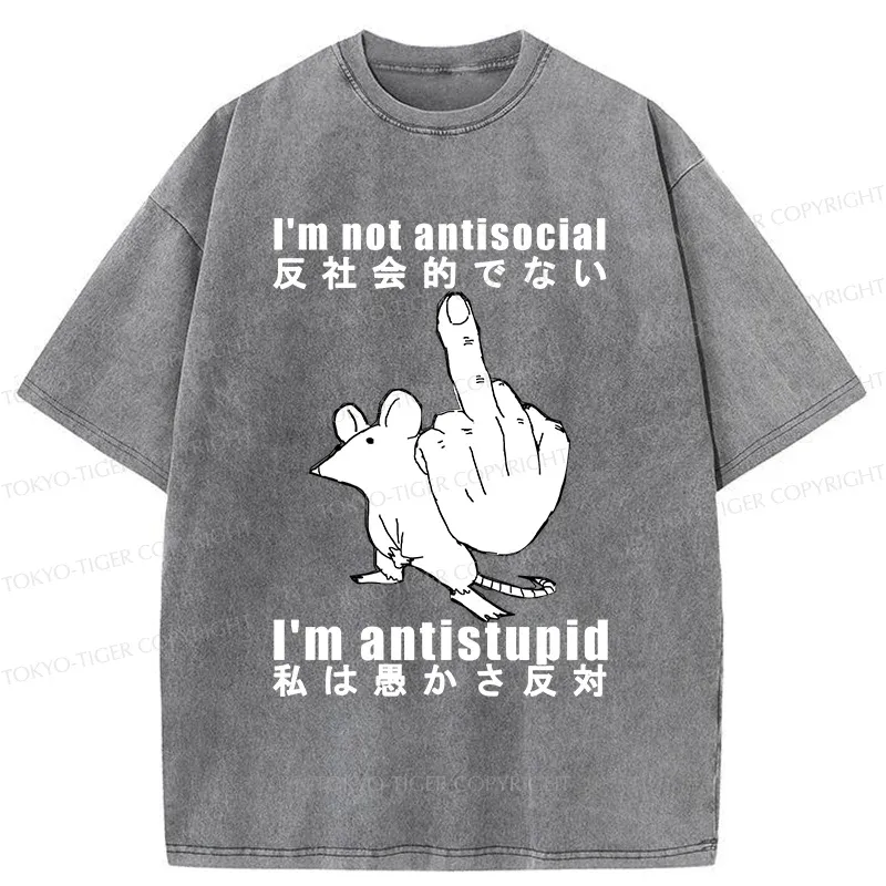 Tokyo-Tiger Anti-stupid Mouse Washed T-Shirt