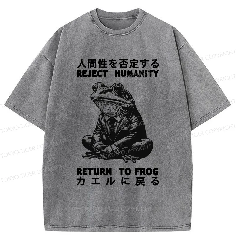 Tokyo-Tiger Reject Humanity Work Frog Washed T-Shirt
