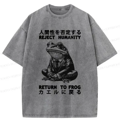 Tokyo-Tiger Reject Humanity Work Frog Washed T-Shirt