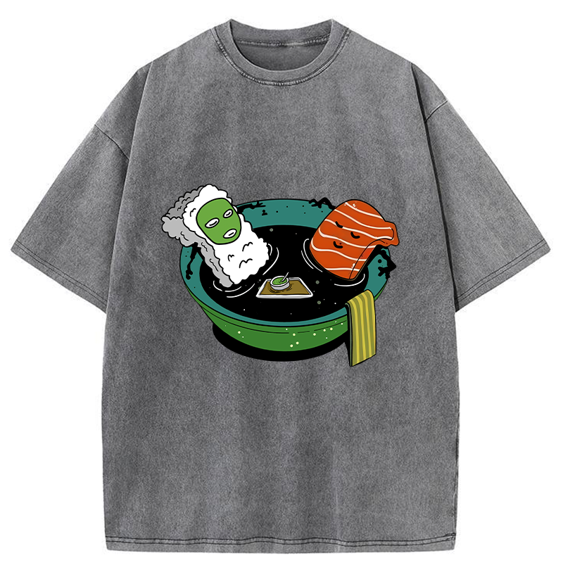 Tokyo-Tiger Soy Sauce Bath Sushi Washed T-Shirt