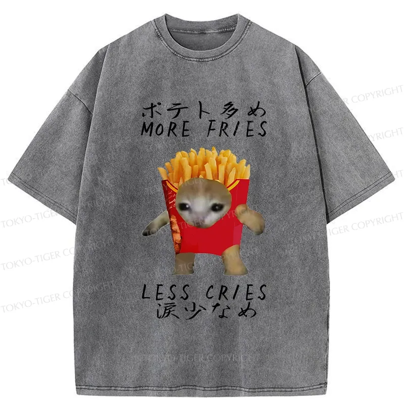 Tokyo-Tiger More Fries Less Cries Washed T-Shirt