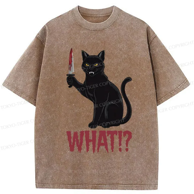 Tokyo-Tiger Fierce Black Cat Washed T-Shirt