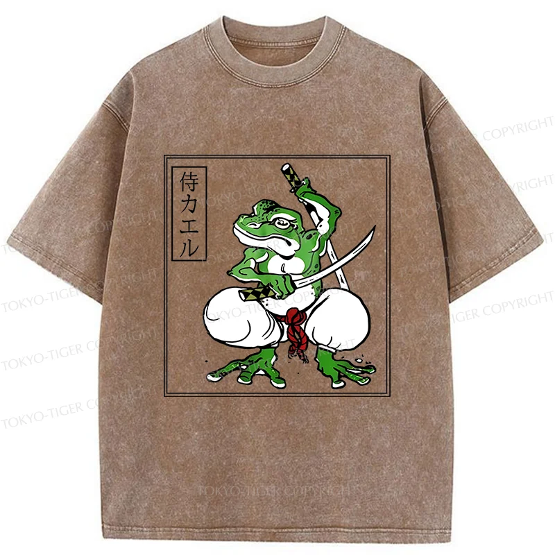Tokyo-Tiger Retro Frog Samurai Washed T-Shirt