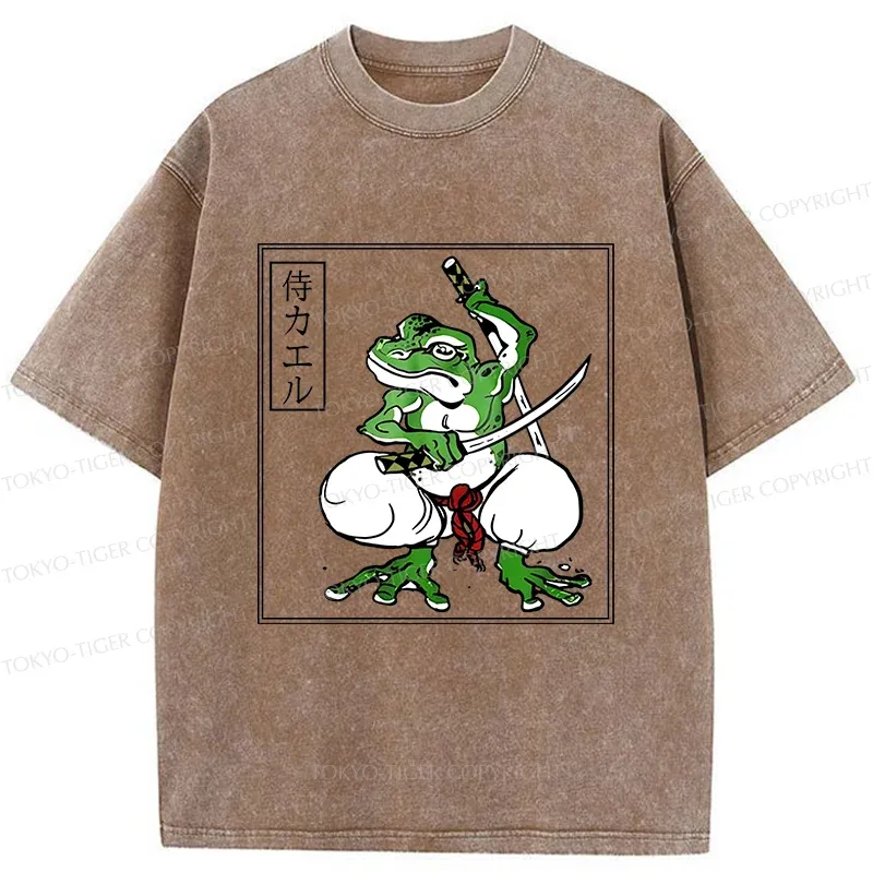 Tokyo-Tiger Retro Frog Samurai Washed T-Shirt