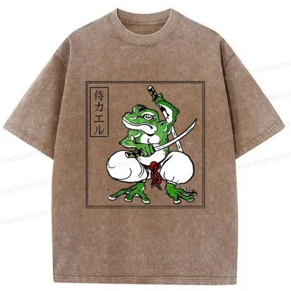Tokyo-Tiger Retro Frog Samurai Washed T-Shirt