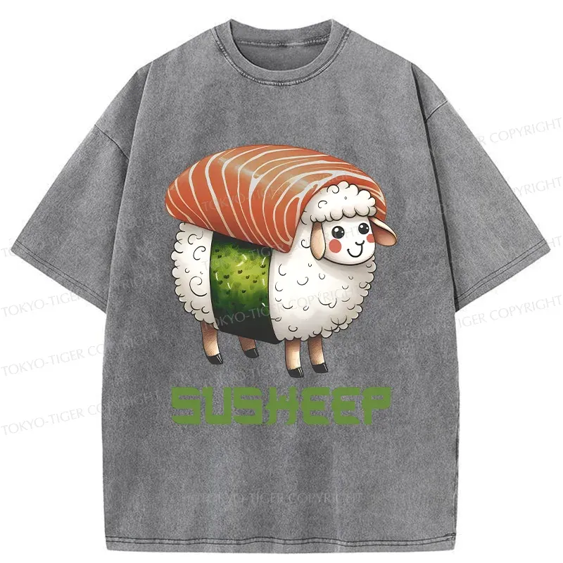 Tokyo-Tiger Susheep Funny Washed T-Shirt