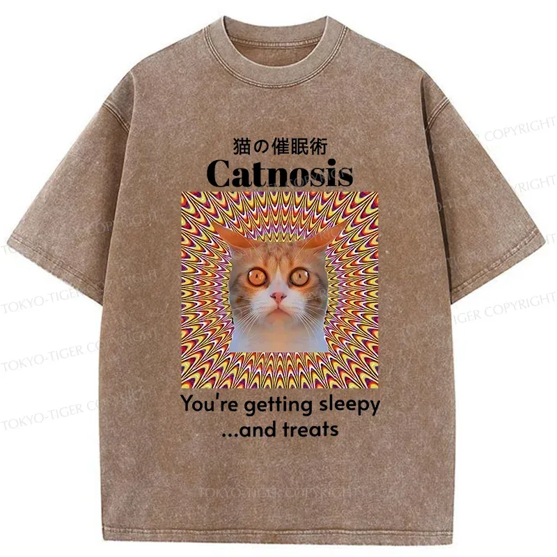 Tokyo-Tiger Hypnotist Cat Washed T-Shirt