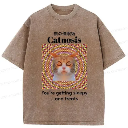 Tokyo-Tiger Hypnotist Cat Washed T-Shirt