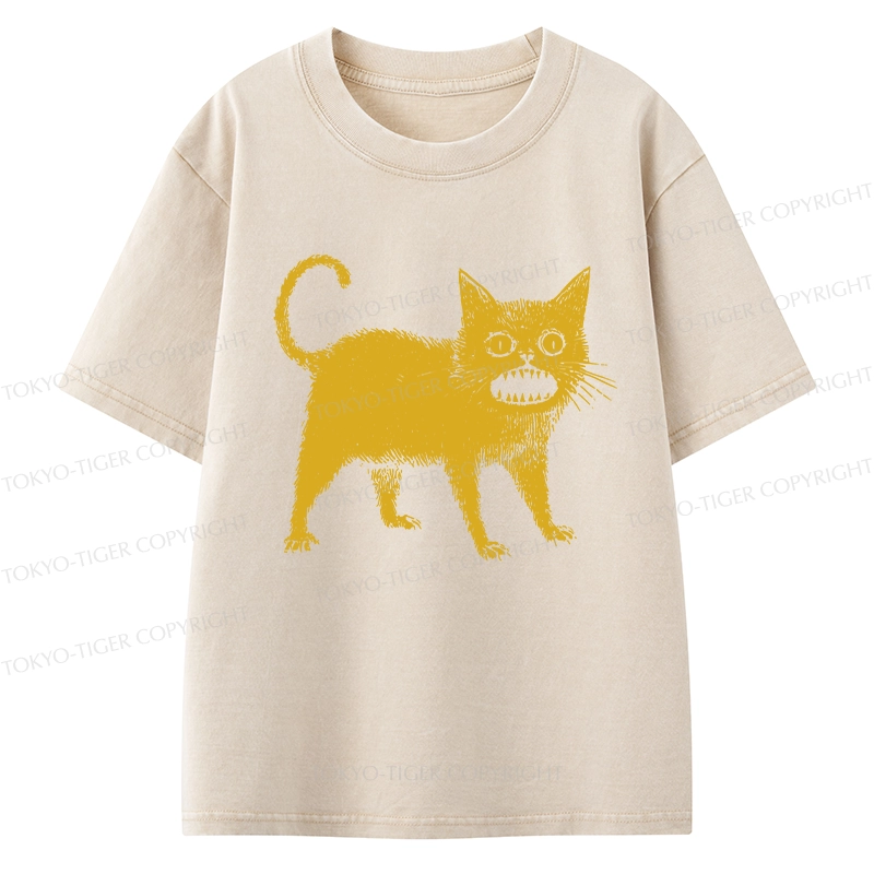 Tokyo-Tiger Horrible Japanese Cat Kids Washed T-Shirt