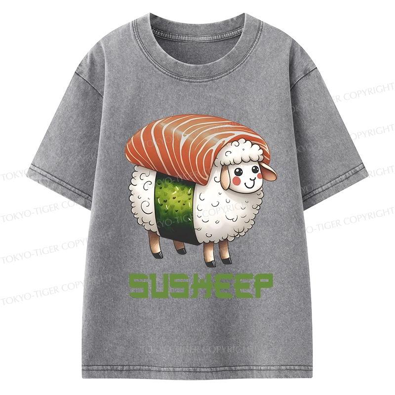 Tokyo-Tiger Susheep Funny Kids Washed T-Shirt