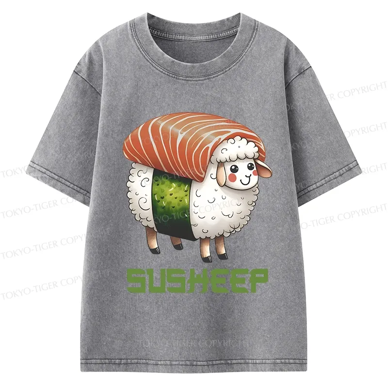 Tokyo-Tiger Susheep Funny Kids Washed T-Shirt